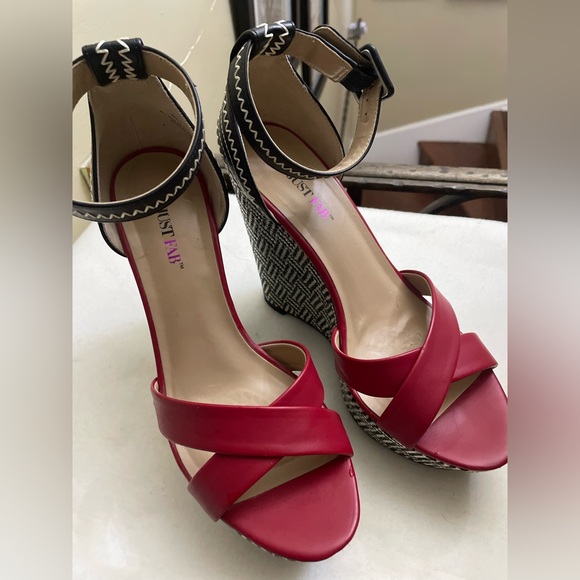 Just Fab Unique Wedge Ankle Sandal S 7.5 M - Picture 4 of 7